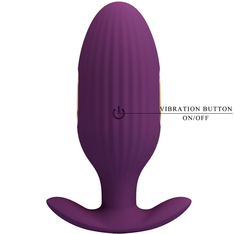 Close-up do PRETTY LOVE Plug Anal Jefferson Roxo Controlado por App E-Stim mostrando sua textura e características.