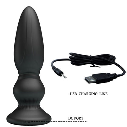 Close-up do Plugue Anal Vibrador MR PLAY de Controle Remoto Preto, mostrando seu design ergonômico e material macio.