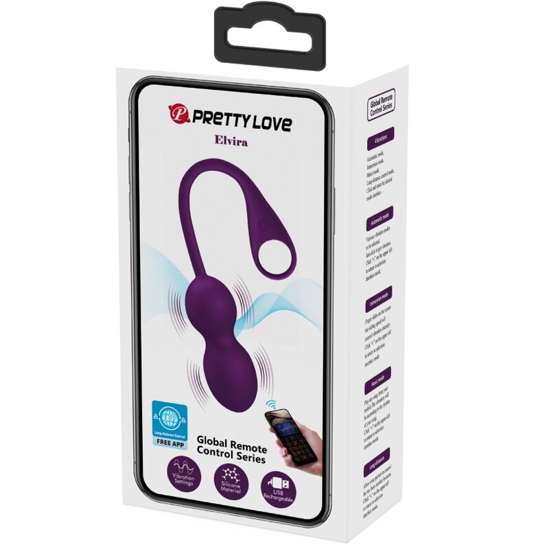 Bolas de Kegel Pretty Love Elvira Roxo com controlo via app e remoto