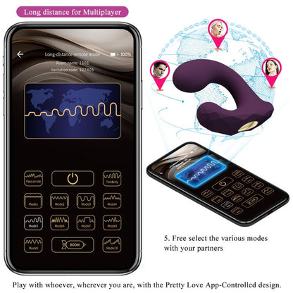 PRETTY LOVE Billy Vibrador para Casais com Controle Remoto e App Roxo