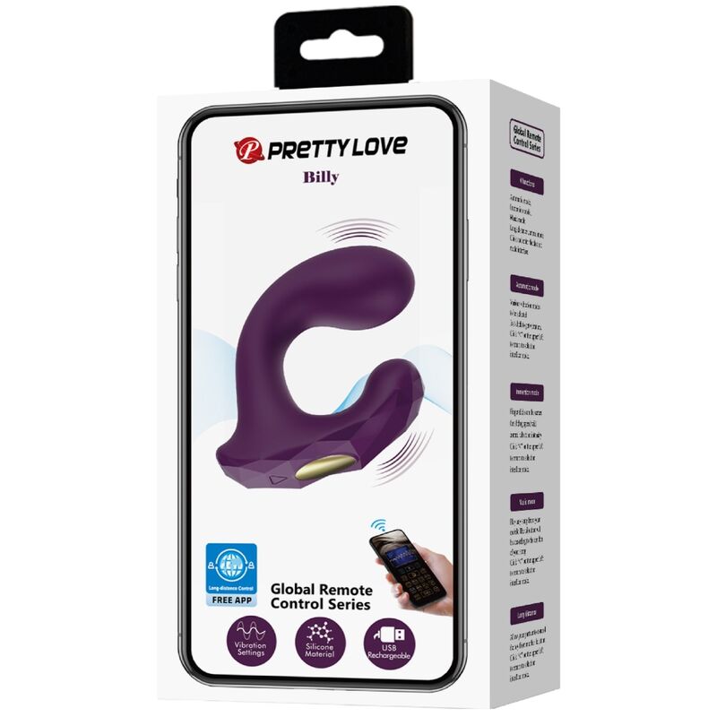 PRETTY LOVE Billy Vibrador para Casais com Controle Remoto e App Roxo