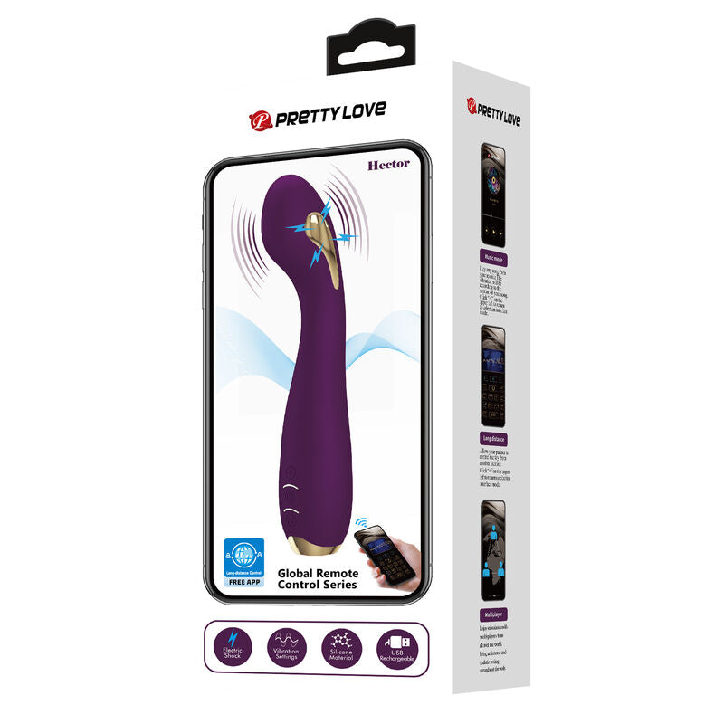 PRETTY LOVE Hector Vibrador Eletrochoque com Controle Via App Roxo