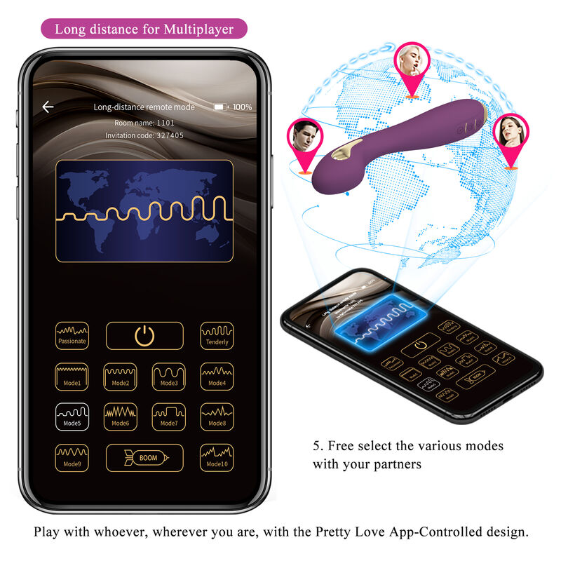 PRETTY LOVE Hector Vibrador Eletrochoque com Controle Via App Roxo