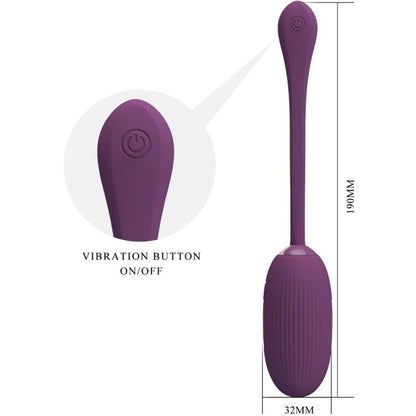 Imagem do ovo vibratório recarregável PRETTY LOVE Doreen roxo, destacando seu design e cordão flexível.