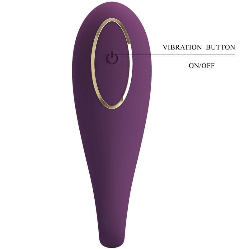 Close-up of the PRETTY LOVE Vibrador Duplo August com Controle Remoto App, highlighting its silicone texture and ergonomic design.