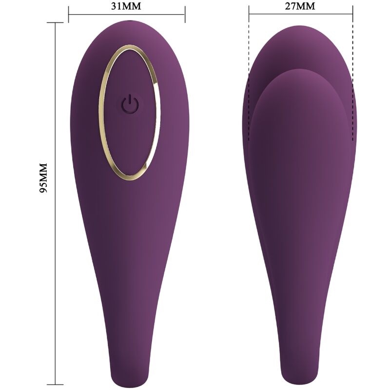 Close-up of the PRETTY LOVE Vibrador Duplo August com Controle Remoto App, highlighting its silicone texture and ergonomic design.