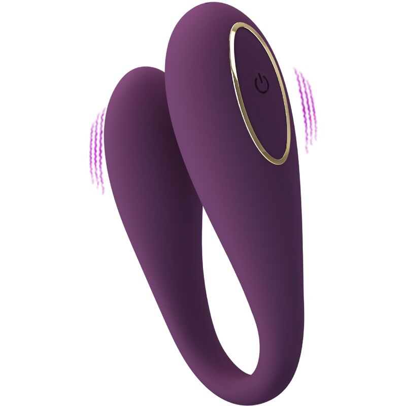 Close-up of the PRETTY LOVE Vibrador Duplo August com Controle Remoto App, highlighting its silicone texture and ergonomic design.