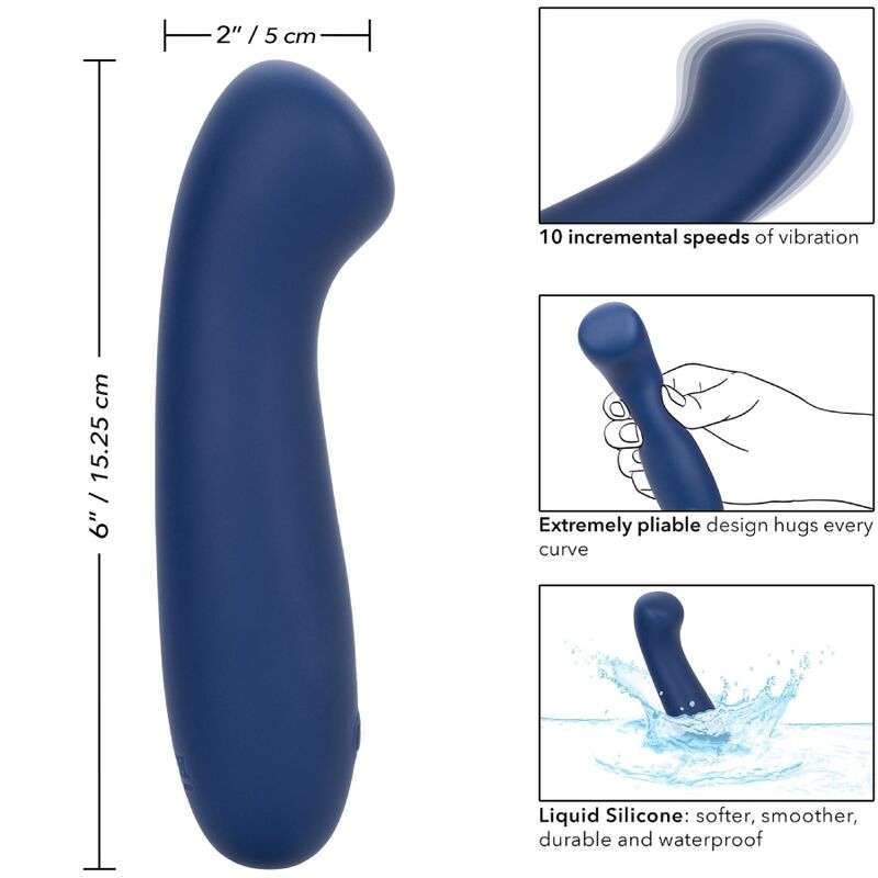 Vibrador Ponto G Cashmere Cetim Azul com Cabeça Plana