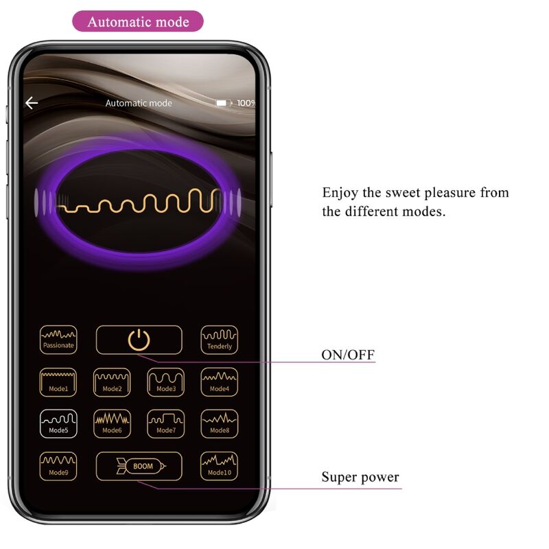 Close-up of the PRETTY LOVE Vibrador Abner APP com Controle Lilás showing its ergonomic design and silicone texture.
