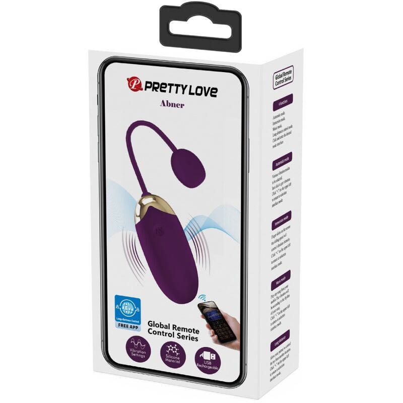 Close-up of the PRETTY LOVE Vibrador Abner APP com Controle Lilás showing its ergonomic design and silicone texture.