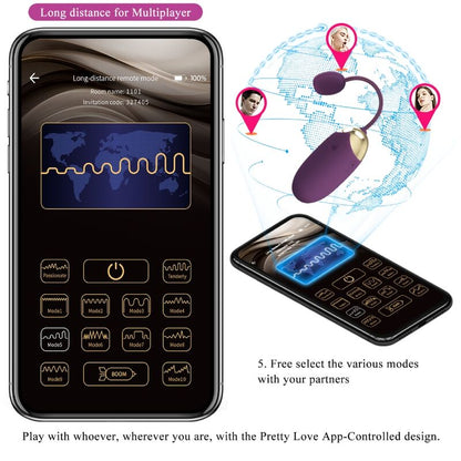 Close-up of the PRETTY LOVE Vibrador Abner APP com Controle Lilás showing its ergonomic design and silicone texture.