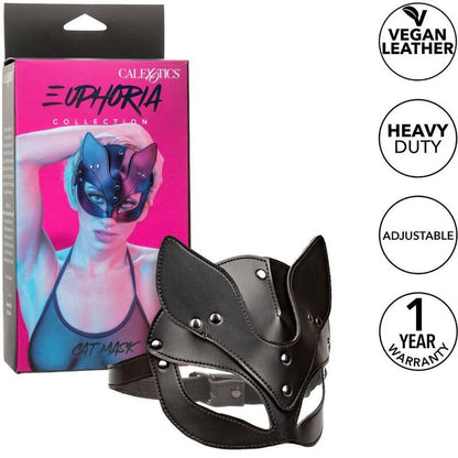 Máscara de Gato Euphoria para BDSM em Couro Vegano