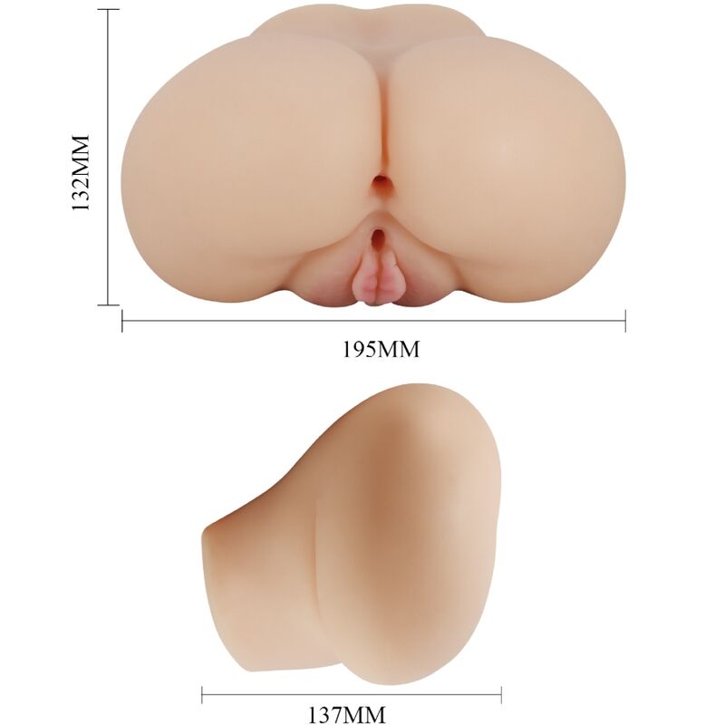 Vibrador Realista Duplo com Vagina e Ânus e Controlo Remoto