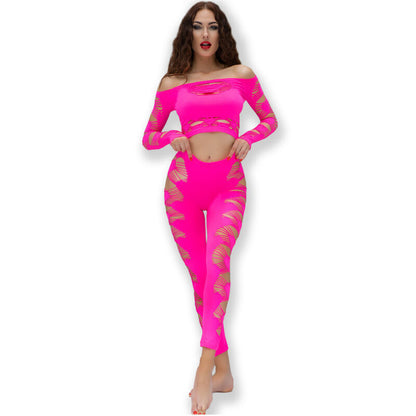 Conjunto CHILIROSE Top e Legging Sem Costuras Fúcsia S/L
