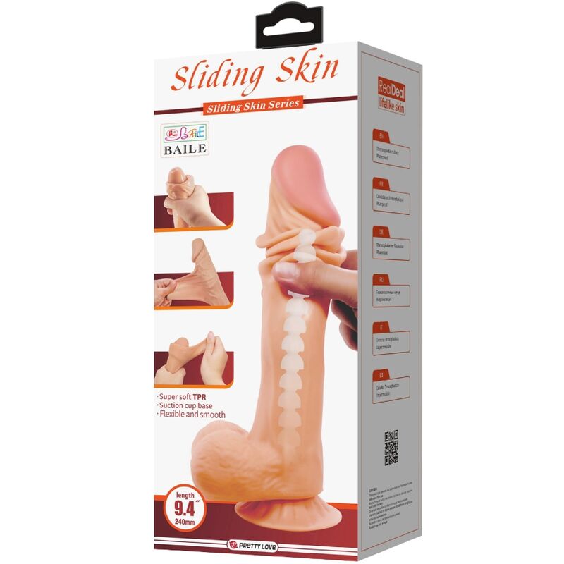 Dildo Pretty Love Realístico Sliding Skin com Ventosa de 24 CM