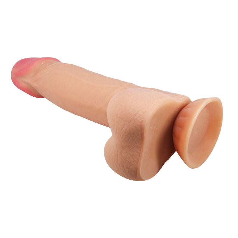 Close-up do PRETTY LOVE Dildo Realístico Sliding Skin com ventosa e textura de pele.