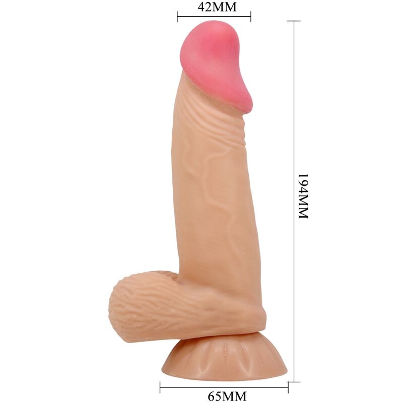 PRETTY LOVE Dildo Realista Pele Deslizante com Ventosa 19,4 CM mostrando detalhes da textura e ventosa.