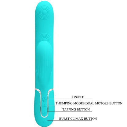 Vibrador PRETTY LOVE Perlita Multifunções 3 em 1 Ponto G e clitóris, cor Aqua Verde