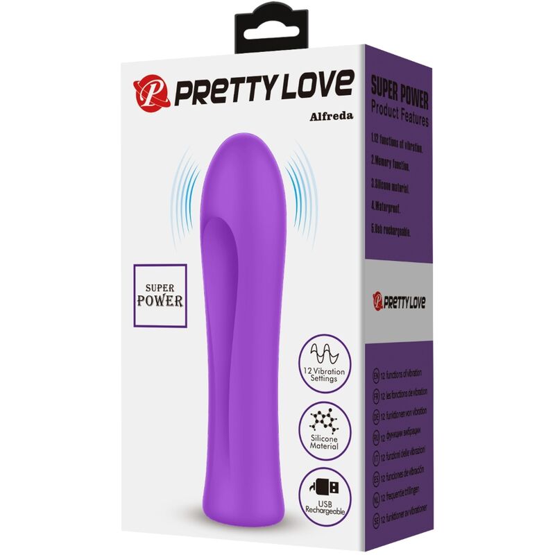 Vibrador Bala Pretty Love Alfreda Super Power Aqua Roxo, mostrando seu design compacto de silicone e cor vibrante.