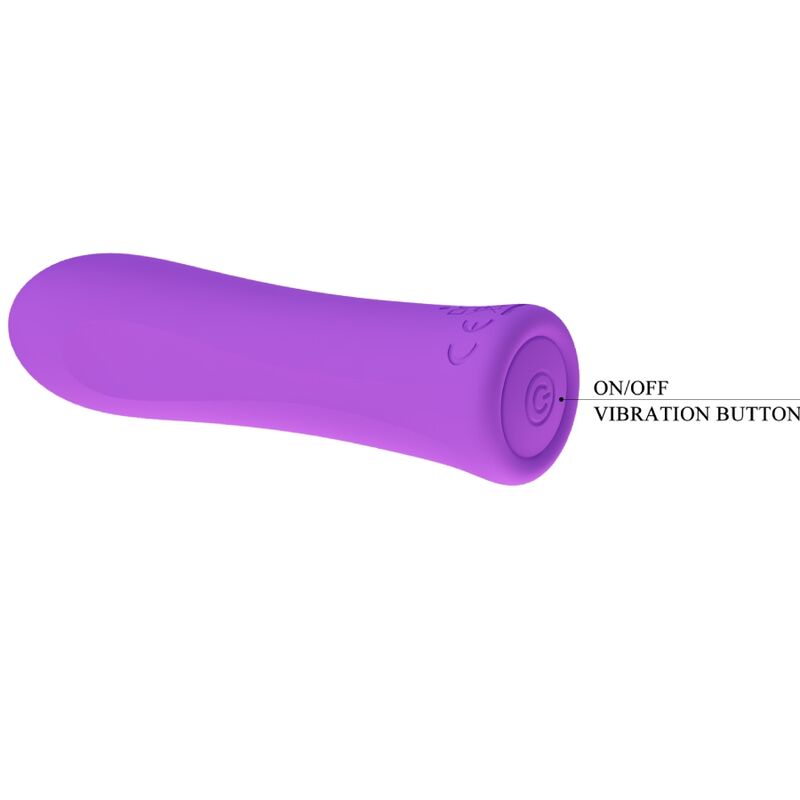 Vibrador Bala Pretty Love Alfreda Super Power Aqua Roxo, mostrando seu design compacto de silicone e cor vibrante.