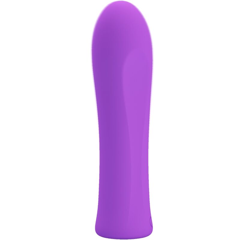 Vibrador Bala Pretty Love Alfreda Super Power Aqua Roxo, mostrando seu design compacto de silicone e cor vibrante.