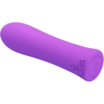 Vibrador Bala Pretty Love Alfreda Super Power Aqua Roxo, mostrando seu design compacto de silicone e cor vibrante.