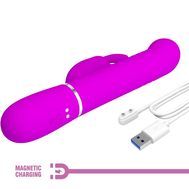 Vibrador Pretty Love Coelho com Pérolas Rotativas e Dupla Estimulação Violeta