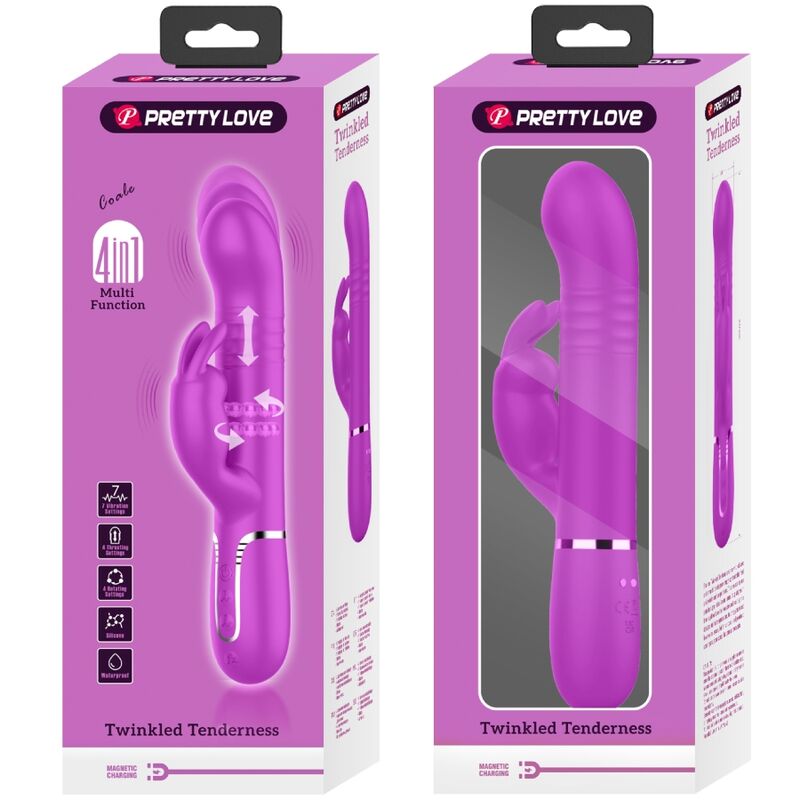 Vibrador Pretty Love Coelho com Pérolas Rotativas e Dupla Estimulação Violeta