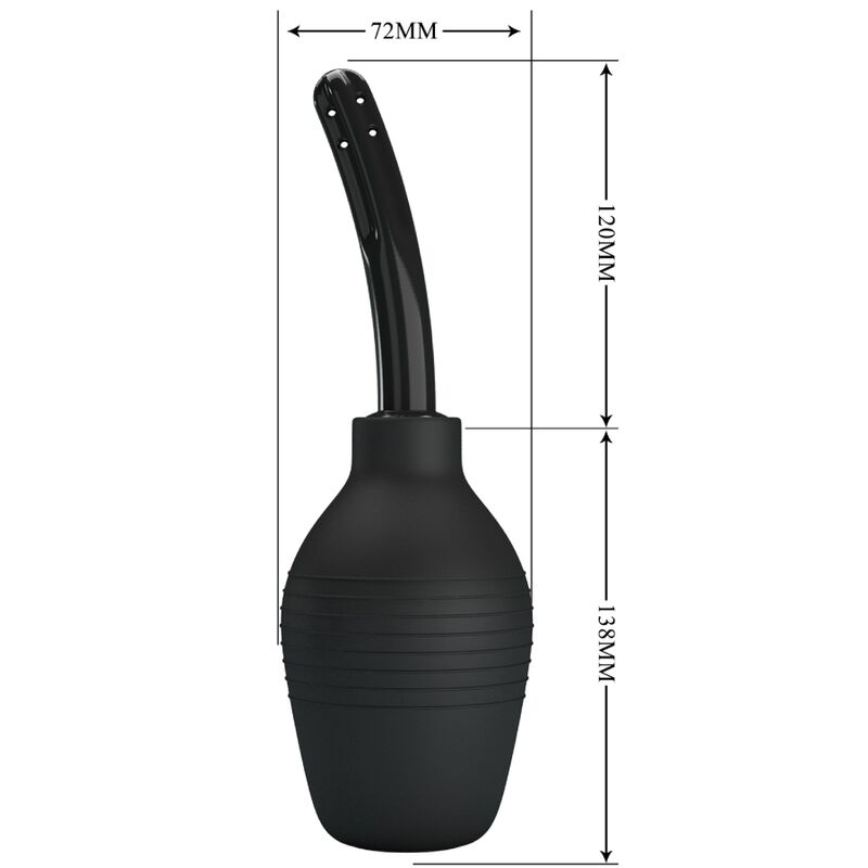 Ducha Anal MR PLAY Super Power Preta para higiene íntima, close-up do design ergonómico e material de borracha.