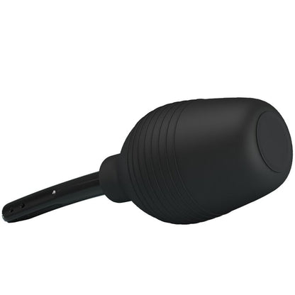 Ducha Anal MR PLAY Super Power Preta para higiene íntima, close-up do design ergonómico e material de borracha.