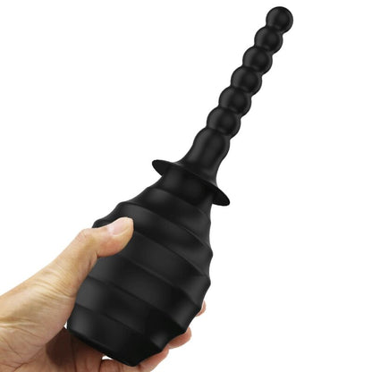 Plugue anal vibrador MR PLAY com controle remoto preto, mostrando design ergonómico e material de silicone.