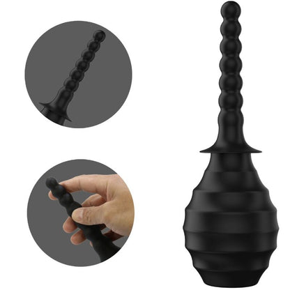 Plugue anal vibrador MR PLAY com controle remoto preto, mostrando design ergonómico e material de silicone.