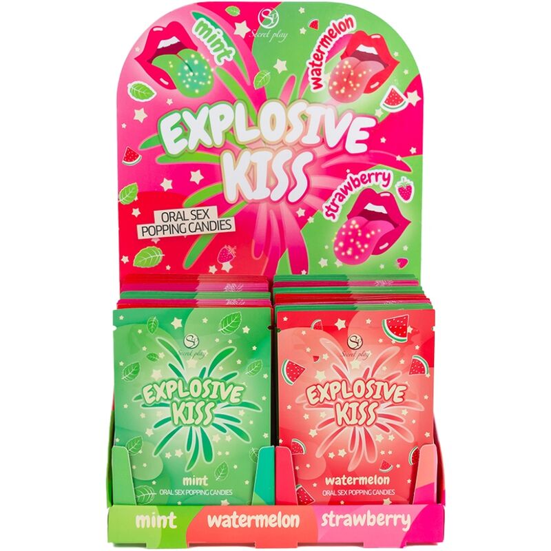 Display de SECRET PLAY Doces Explosivos Popping Candy com 48 sachês de sabores sortidos