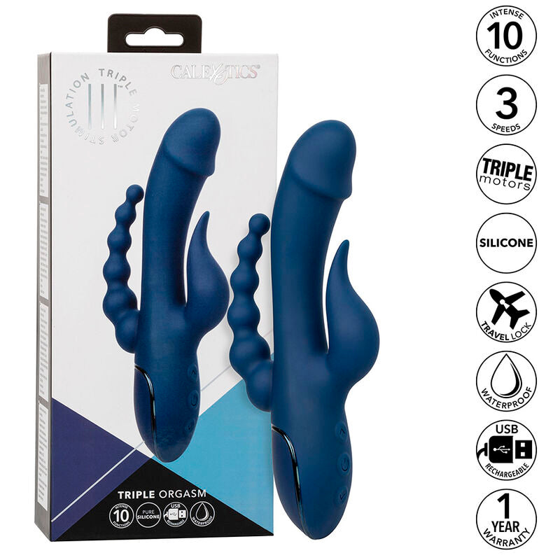 Vibrador de Tripla Estimulação Orgasm Azul