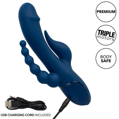 Vibrador de Tripla Estimulação Orgasm Azul