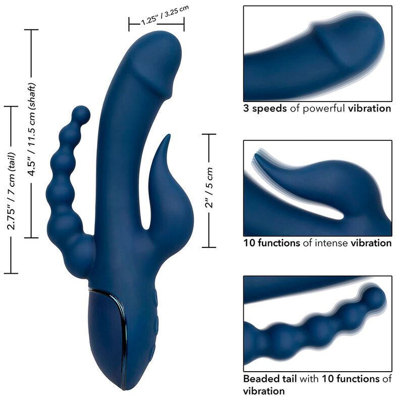 Vibrador de Tripla Estimulação Orgasm Azul
