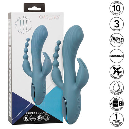 Vibrador Triplo Ecstasy Cinza