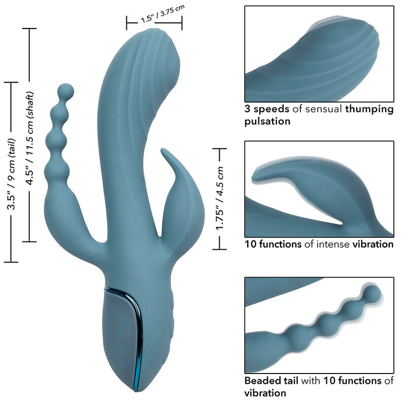 Vibrador Triplo Ecstasy Cinza