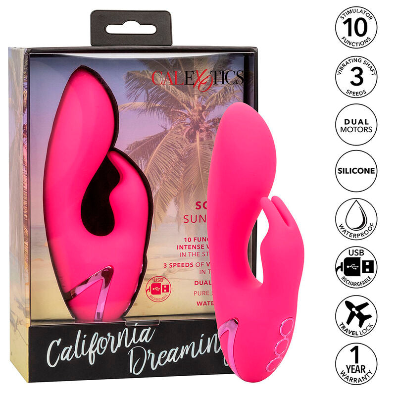 Vibrador Coelho Sunshine Fúcsia com Estimulador Clitoriano e 10 Funções