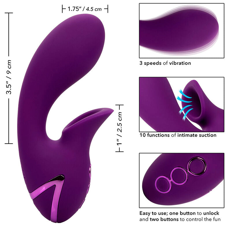 Vibrador e Estimulador de Sucção Huntington Beach Heartbreaker Roxo