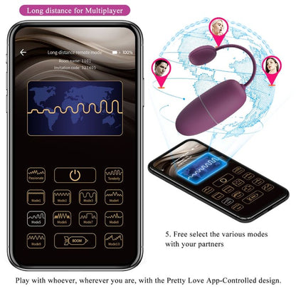 PRETTY LOVE Nymph Ovo Vibratório App Controlado Lilás em silicone macio
