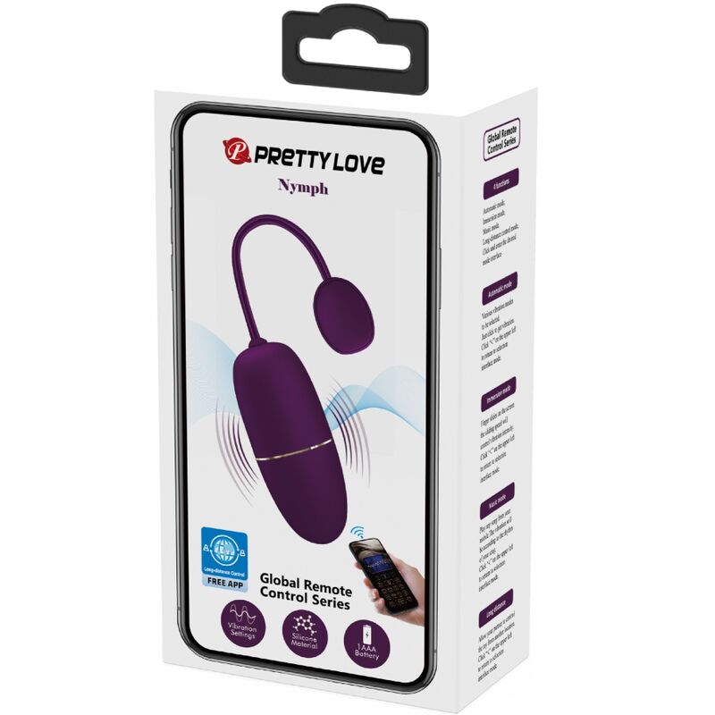 PRETTY LOVE Nymph Ovo Vibratório App Controlado Lilás em silicone macio