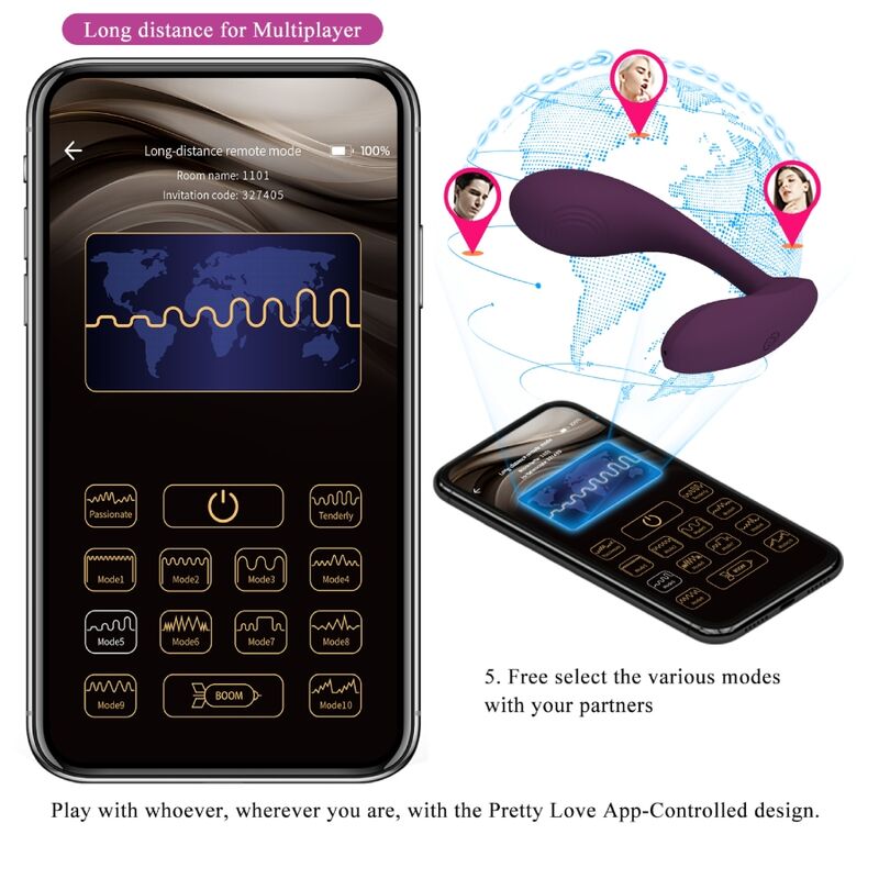 Close-up of the PRETTY LOVE Vibrador Ponto G Baird showing its ergonomic design, soft silicone texture, and modern features.