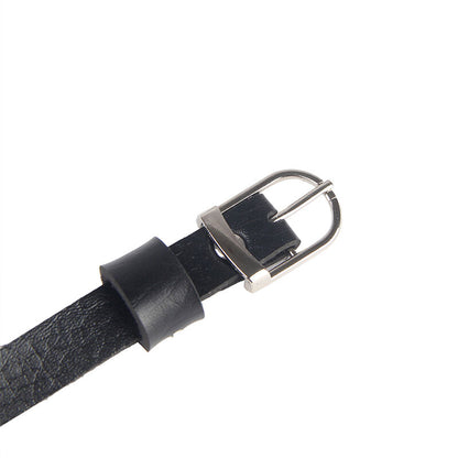 Close-up of the SUBBLIME Leather Chest Harness with Chains in Black, highlighting its texture and design.