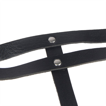 SUBBLIME Cinto com Corrente Anel de Couro Preto para Lingerie BDSM