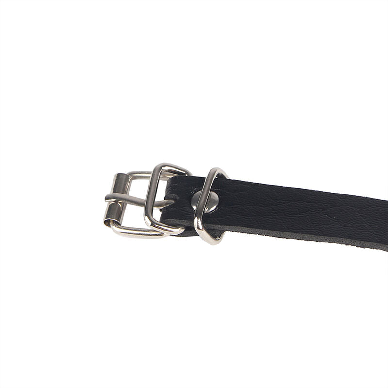 SUBBLIME Cinto com Corrente Anel de Couro Preto para Lingerie BDSM