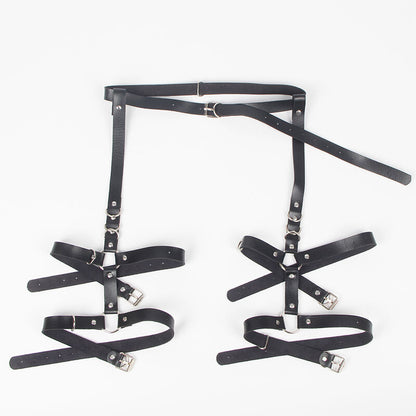 Arnês de Liga SUBBLIME com anéis, feito em couro preto, design ajustável