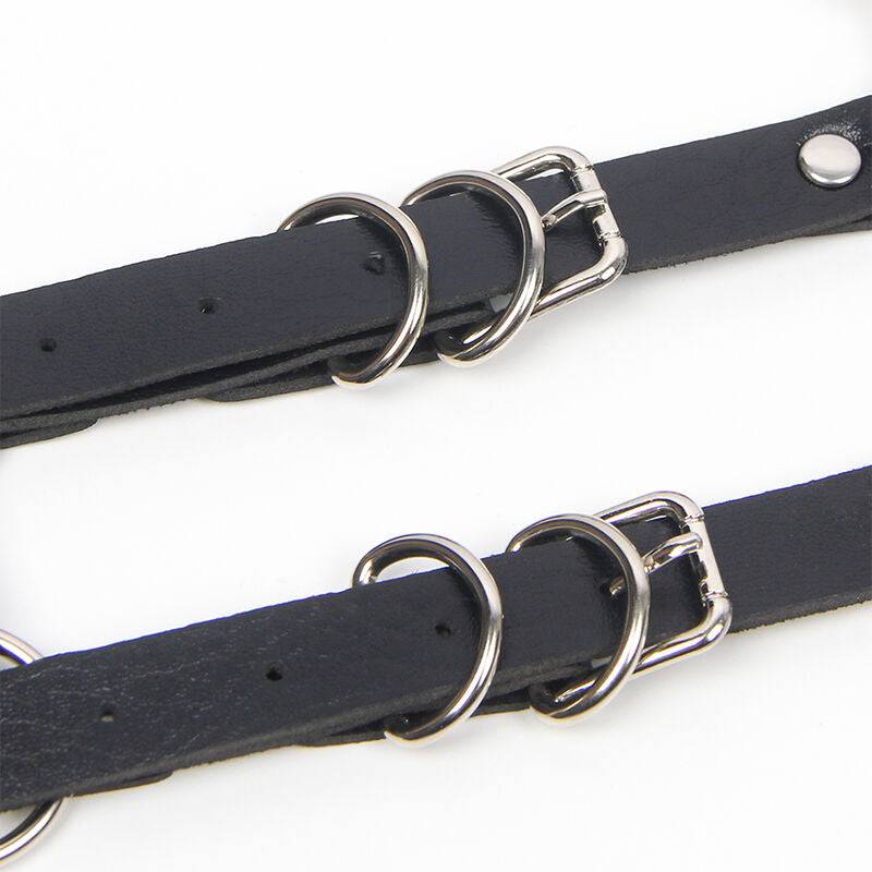 Arnês com Correias e Corrente SUBBLIME em couro preto para sedução BDSM, tamanho único