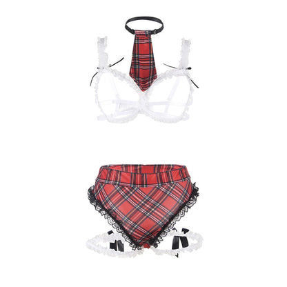 Fantasia Sexy Colegial Subblime com Sutiã, Calcinha, Liga e Gravata em tamanho L/XL