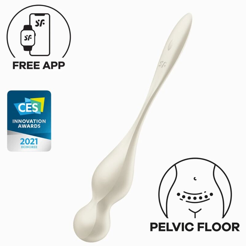 Close-up das Satisfyer Bolas Vibratórias de Kegel Love Birds, mostrando o seu design ergonómico e material de silicone suave.
